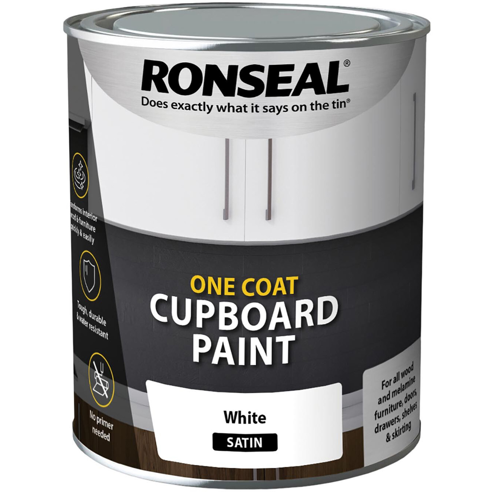 Ronseal White Satin One Coat Cupboard Paint 750ml Image 2