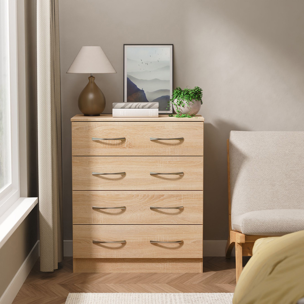 Crowndale Avon 4 Drawer Bardolino Oak Chest of Drawers Ready Assembled Image 7