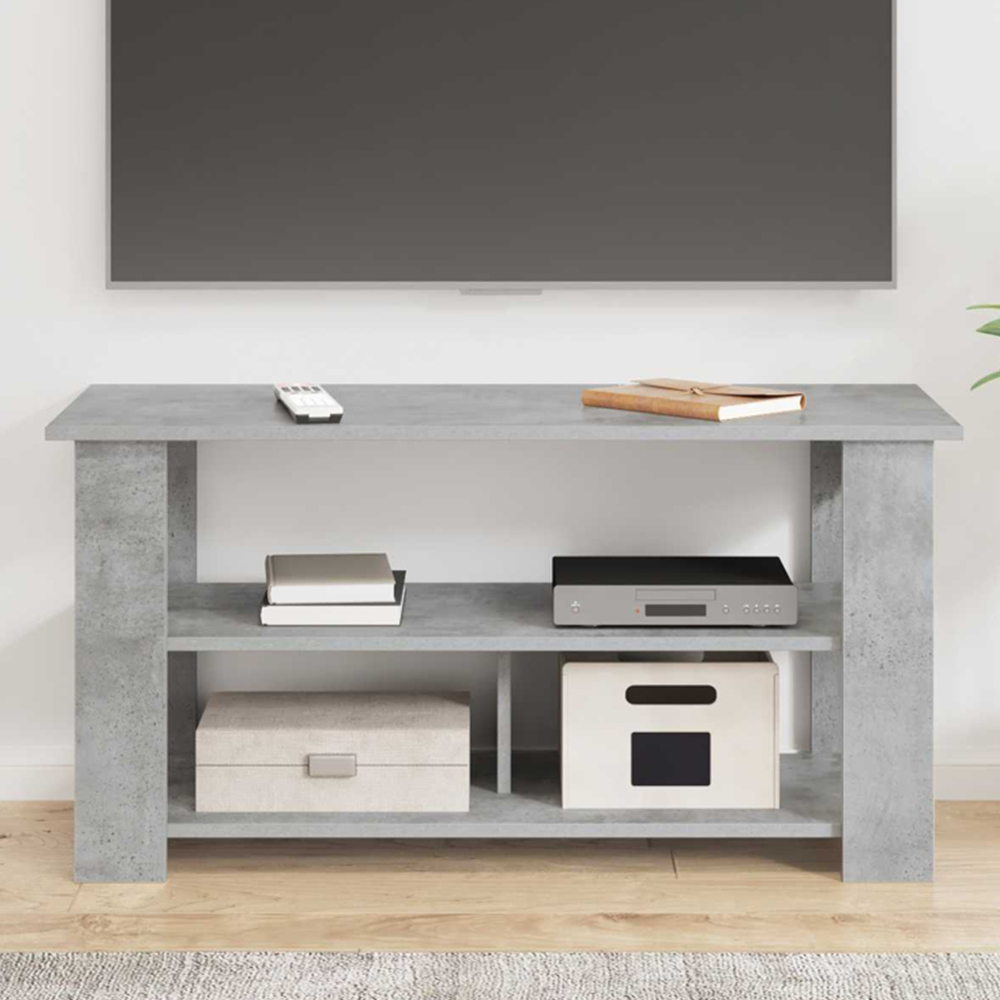 vidaXL 3 Shelf Concrete Grey TV Stand Image 1