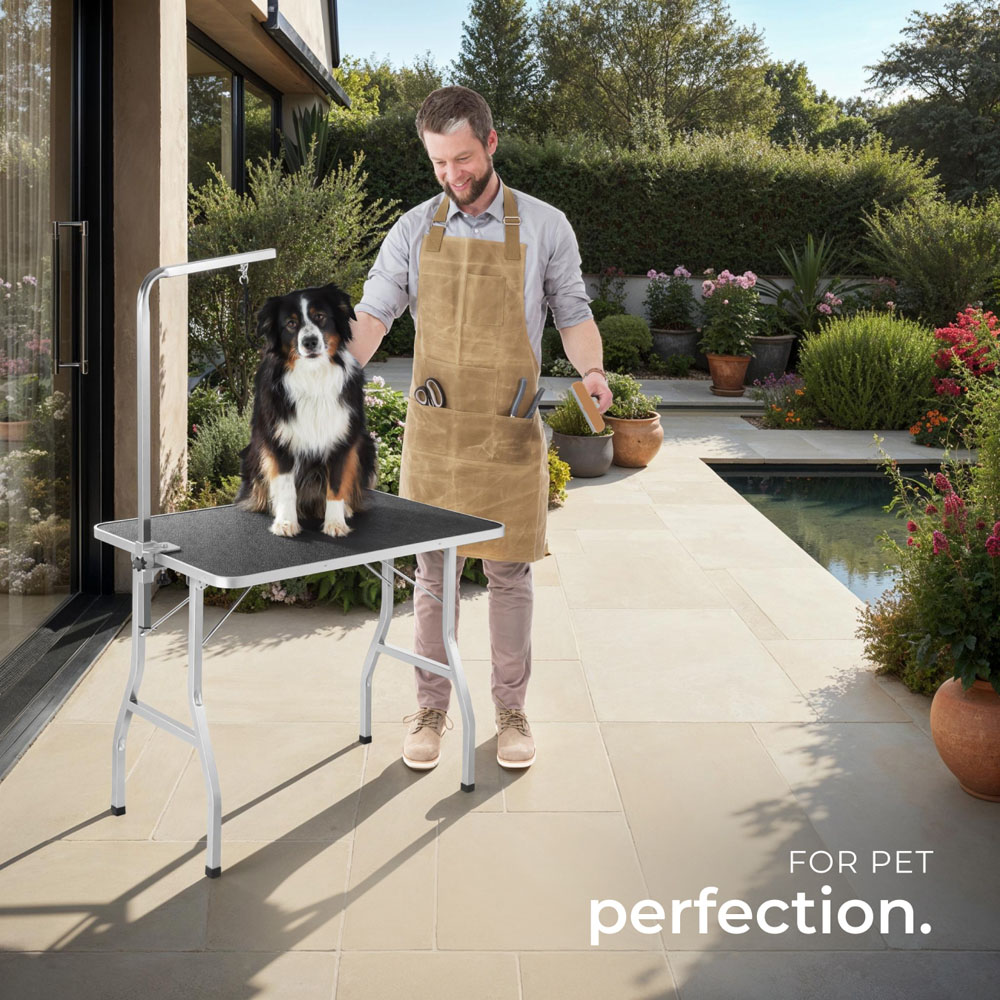 tectake Black and Grey Dog Grooming Table Image 7