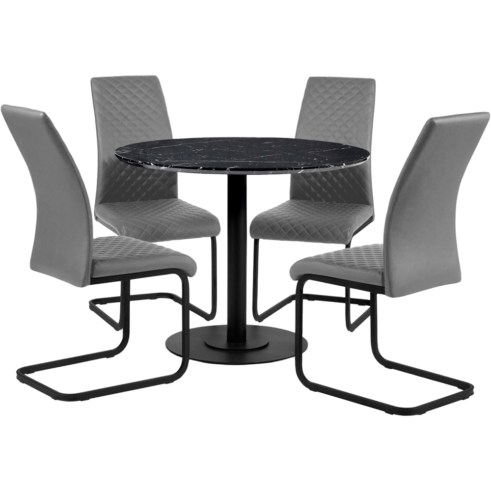 Julian Bowen Xavier Set of 4 Grey Faux Leather Upholstered Cantilever Dining Chairs Image 5