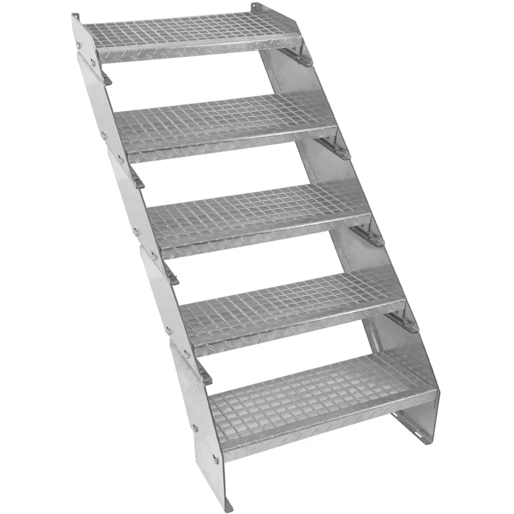 MonsterShop 5 Section Adjustable Galvanised Staircase 600mm Image 1