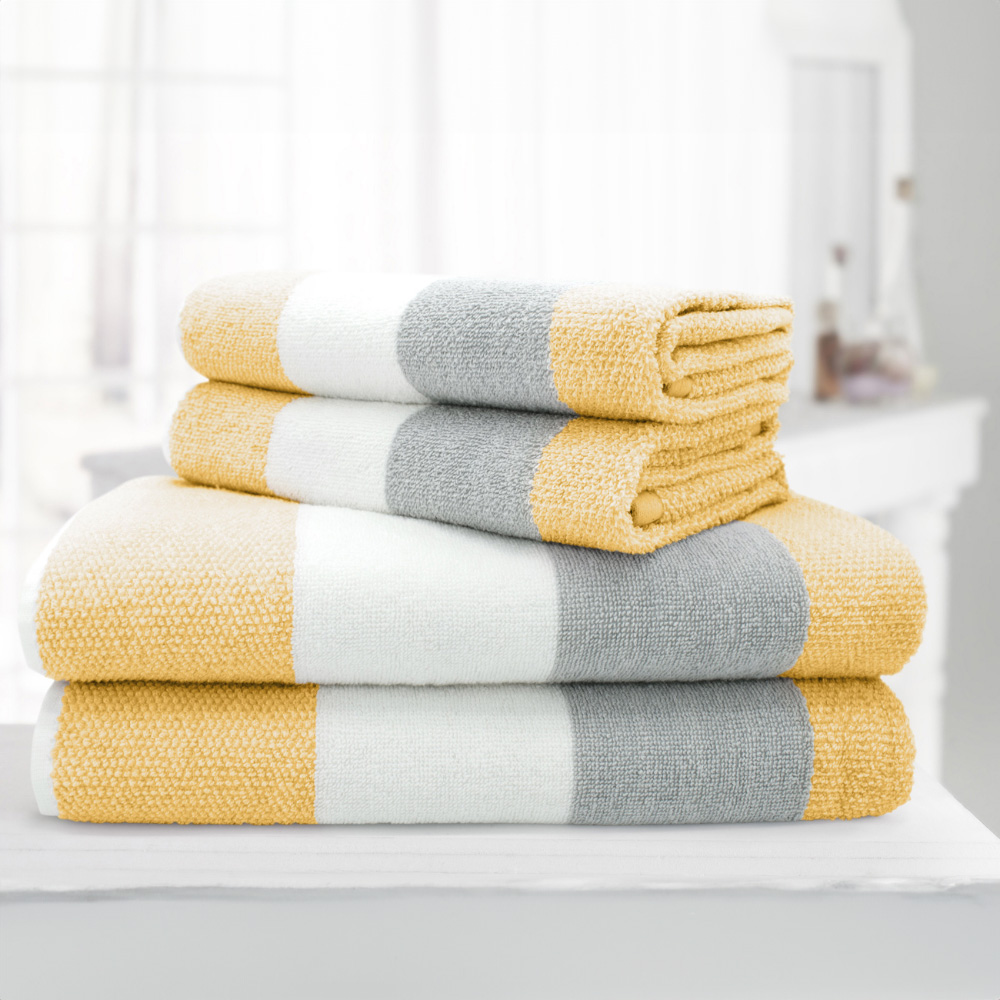 Velosso Weston Ochre Strip Bath Towel Set of 2 Image 4