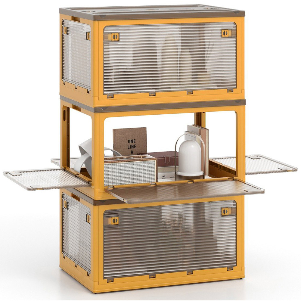 Costway 292L Yellow Collapsible Storage Bin Set of 3 Image 2