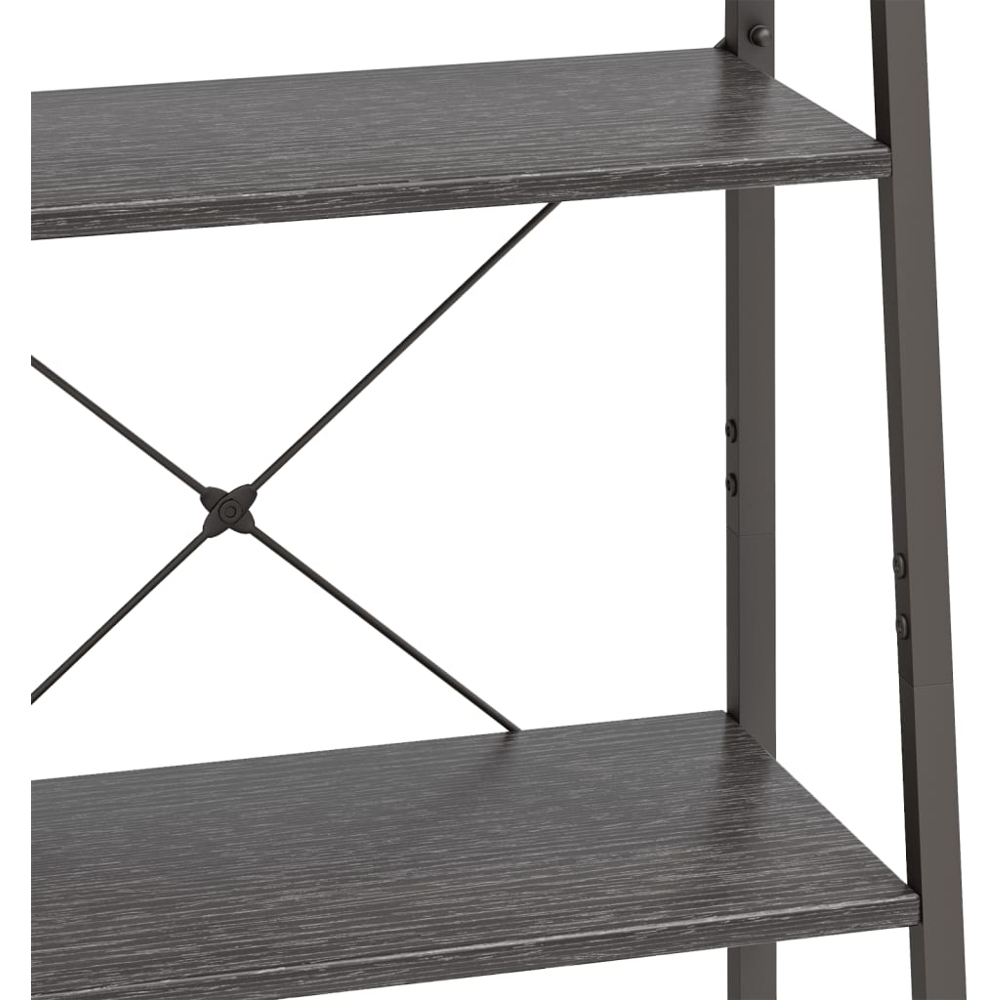 vidaXL 4 Shelf Black Wood and Steel Freestanding Bookcase Image 6