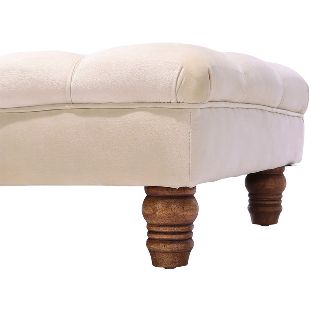Living and Home Cream Buttoned Velvet Footstool Image 4
