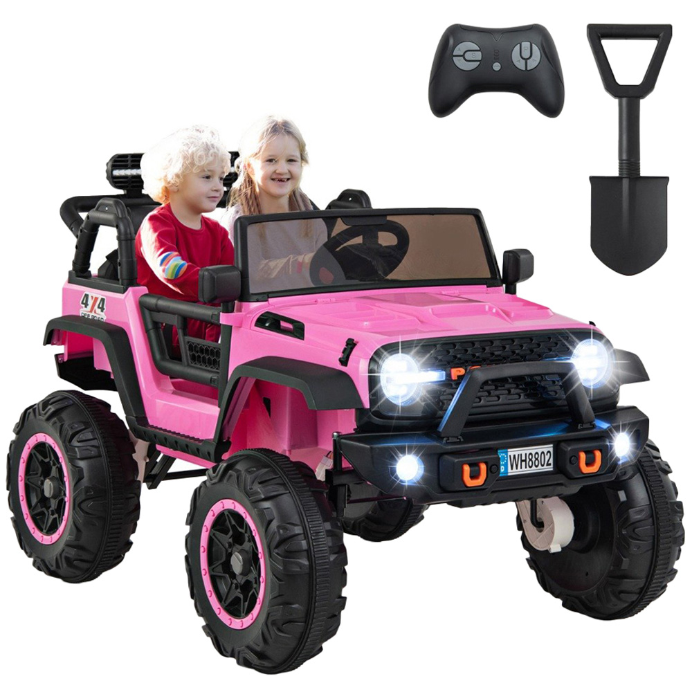 Costway Kids 2 Seater Pink Ride On Car with Remote Control and Horn 24V Image 1