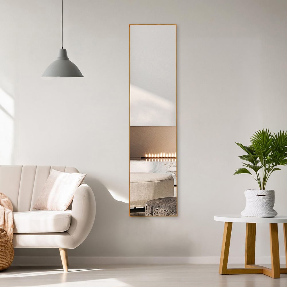 Living and Home Gold Slim Full Length Wall Mounted Mirror 120cm Image 2