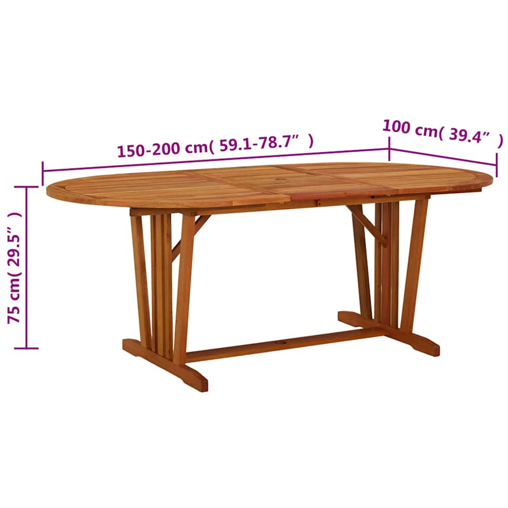 vidaXL 6 Seater Solid Eucalyptus Extendable Garden Table Brown Image 9