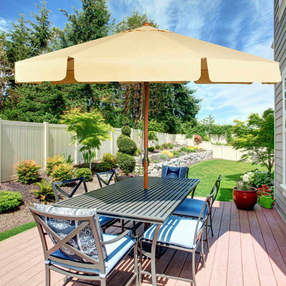 Costway Beige Crank and Tilt Garden Parasol 3m Image 3