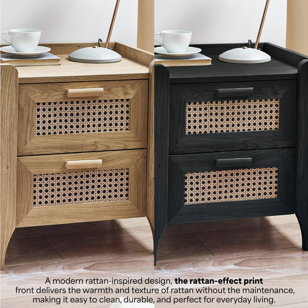 Julian Bowen Sydney 2 Drawer Black Ash Bedside Table Image 8