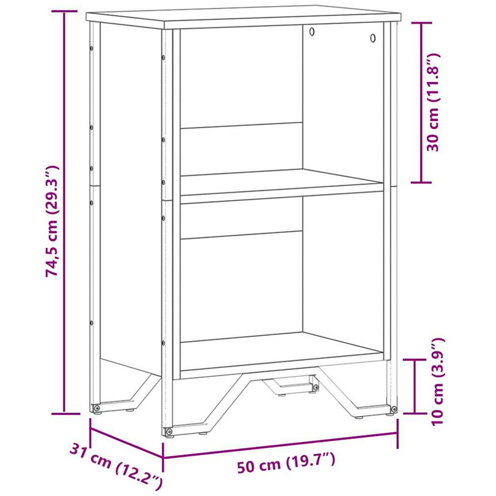 vidaXL 2 Shelf Smoked Oak Bookcase Image 9