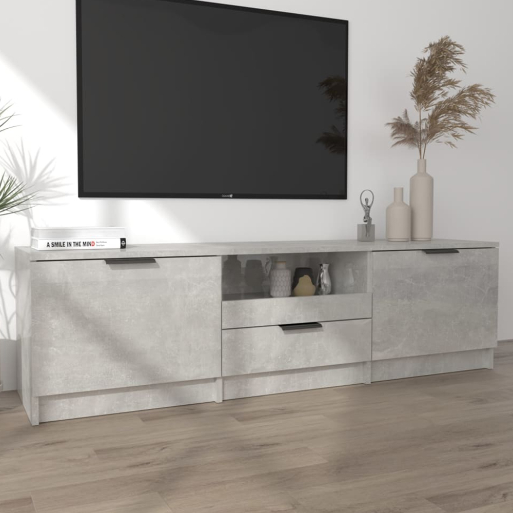 vidaXL 2 Door Single Drawer Single Shelf Concrete Grey TV Cabinet Image 1