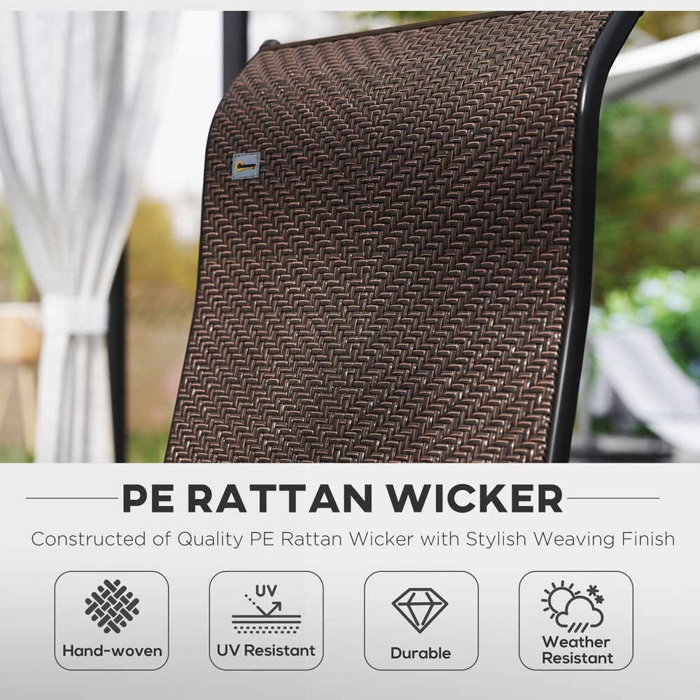 Outsunny 4 Piece Brown Rattan Folding Chair Set Image 6