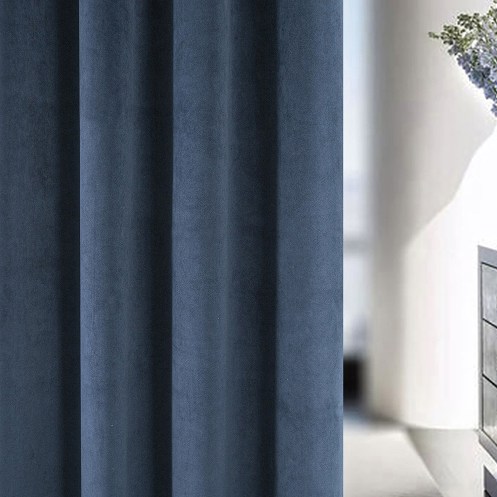 Enhanced Living Oxford Navy Thermal Blackout Pencil Pleat Velvet Single Door Curtain 168 x 214cm Image 3