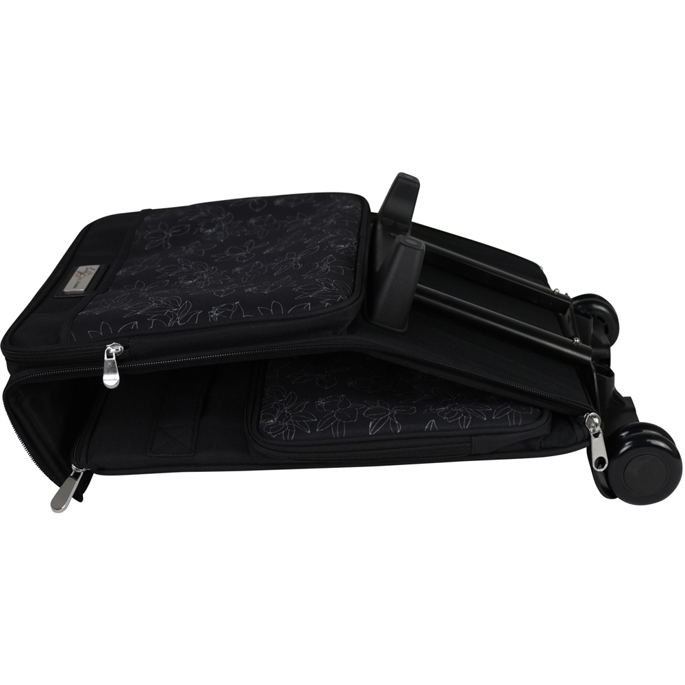 Everything Mary EVM12737-10 Black White Floral Collapsible Rolling Trolley Bag 36.2 x 22.2 x 39.4cm Image 5