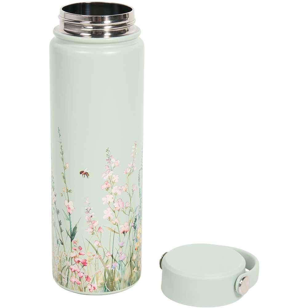 Floral Bees Double Wall Water Bottle Sage Green Image 3