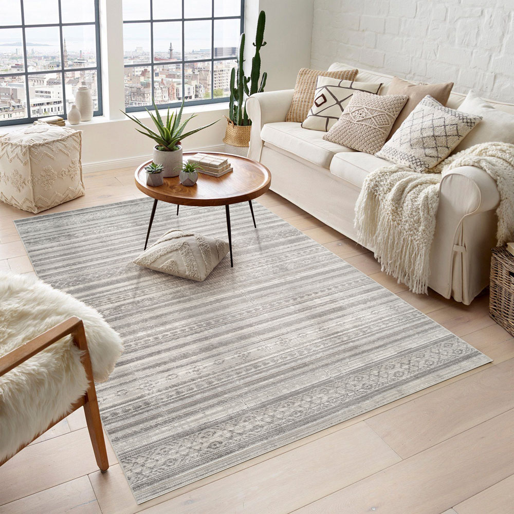 Desire Rugs Maia Grey Motif Non Slip Rug 200 x 300cm Image 2