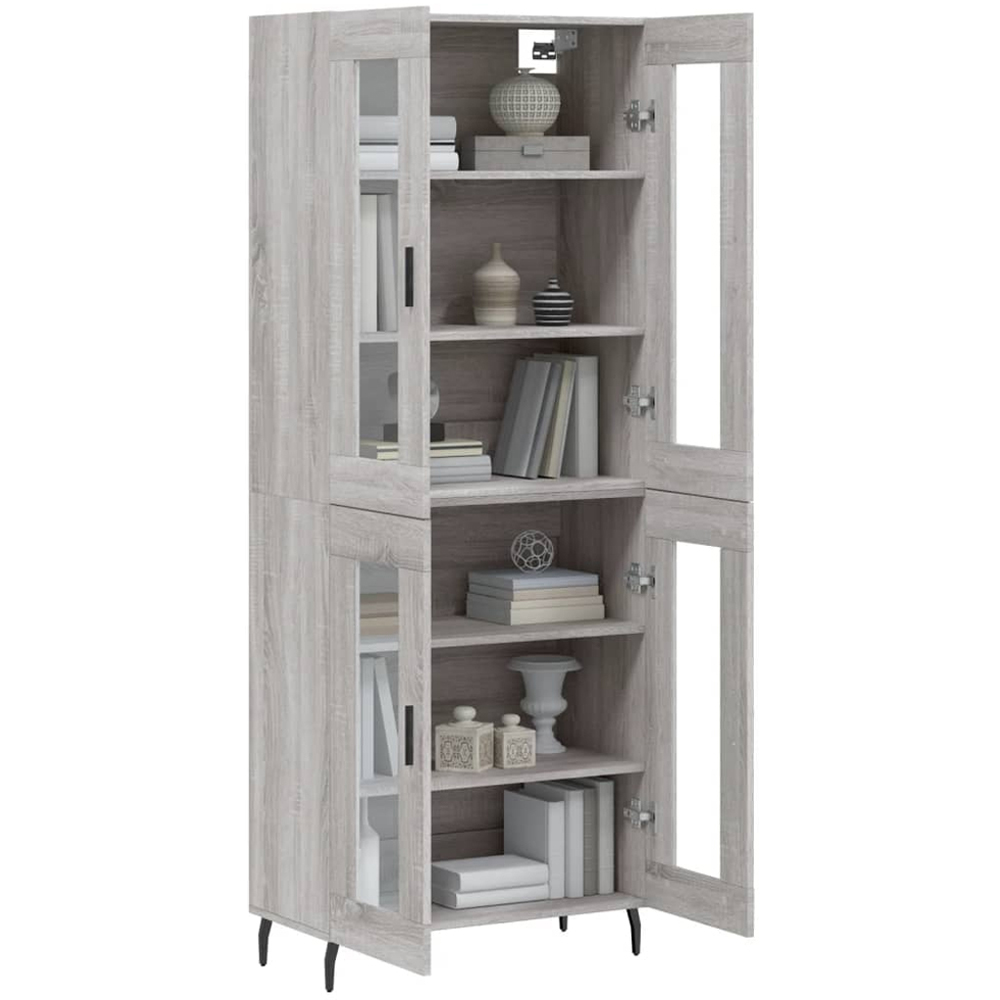 vidaXL 4 Glass Door Grey Highboard Image 3