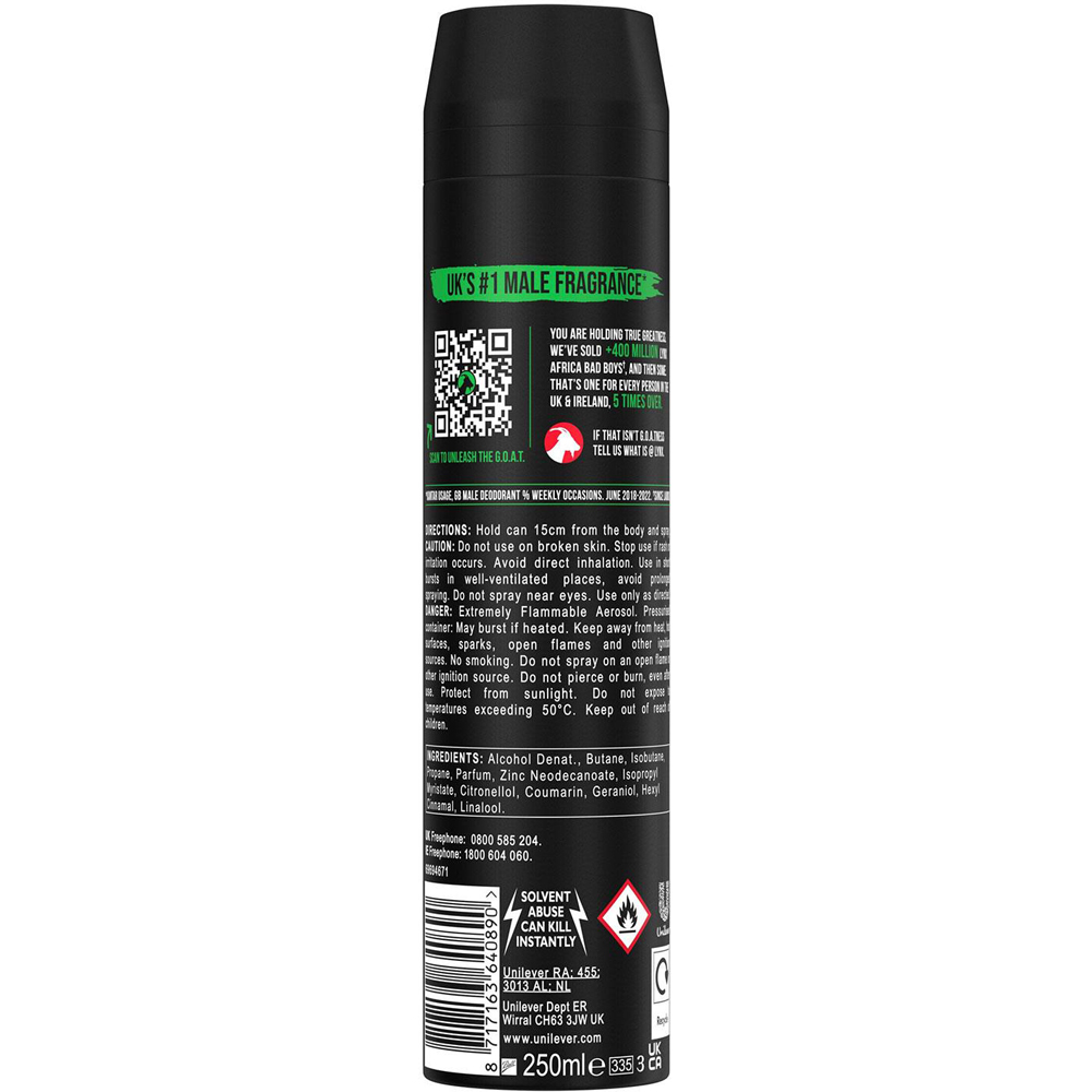 Lynx Africa The G.O.A.T. of Fragrance 48H Protection Deodorant Body Spray 250ml 24 Pack Image 3