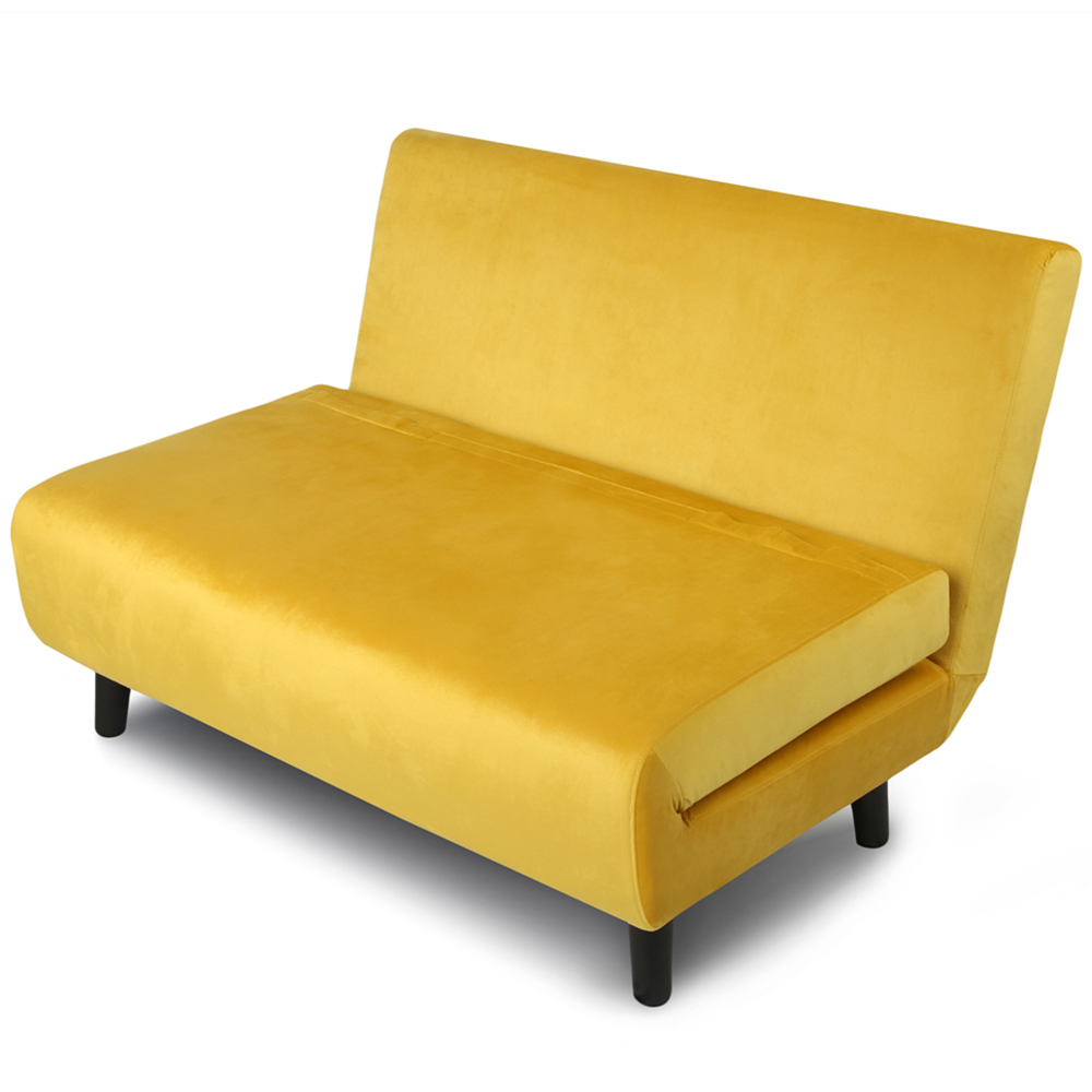 Aurora 2 Seater Yellow Velvet Sofa Bed Image 4