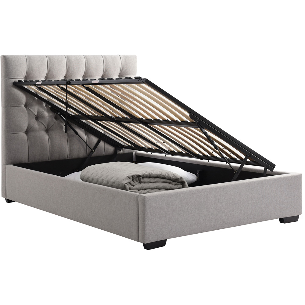 Lila Double Grey Faux Wool Ottoman Bed Image 3