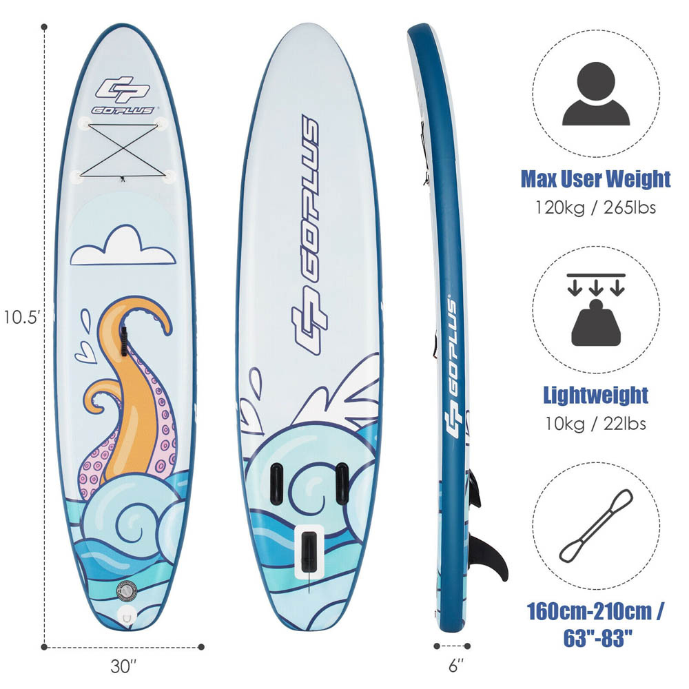 Costway Inflatable Stand Up Paddle Board with Non-Slip Deck 10.5ft Image 9