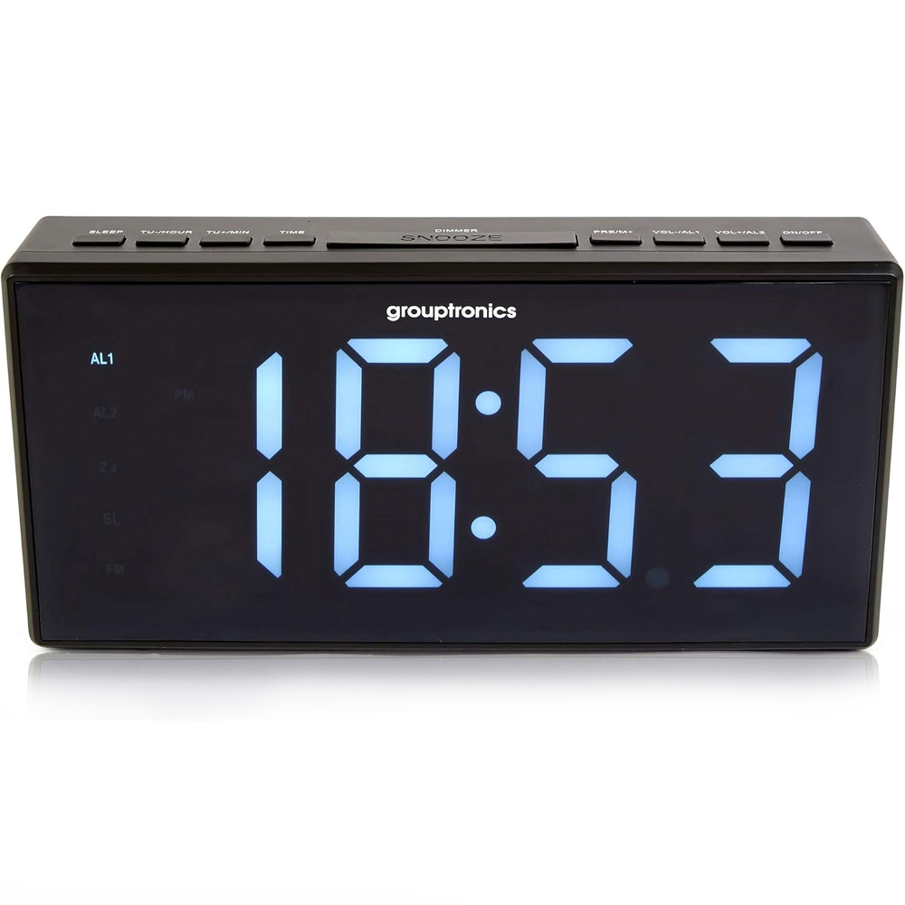 Grouptronics GTCR-T1M Black Digital Alarm Clock Radio Image 1
