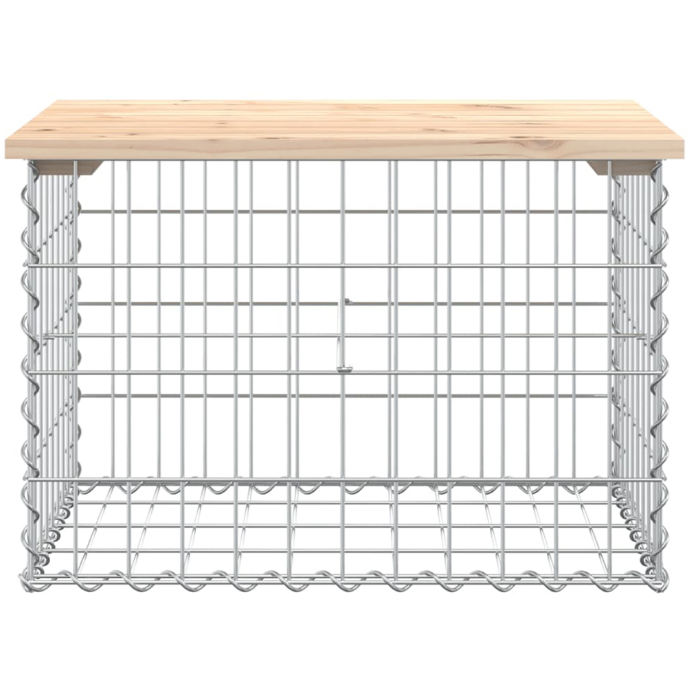 vidaXL Natural Solid Pine Wood Gabion Design Garden Bench 63 x 44 x 42cm Image 2