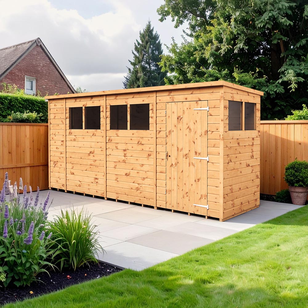 Empire Sheds 14 x 4ft Tongue and Groove Wooden Pent Garden Shed Image 2