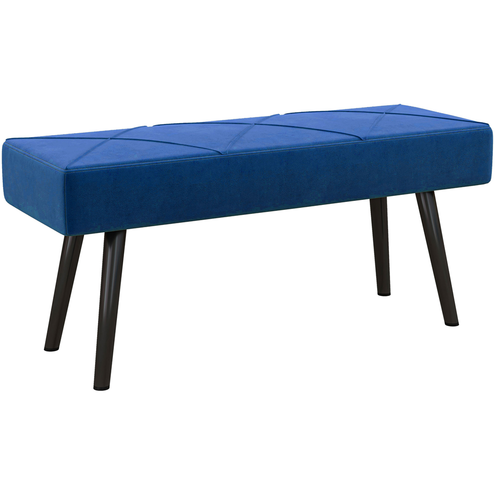 HOMCOM Blue Bed End Bench with X-Shape Design and Steel Legs Image 2