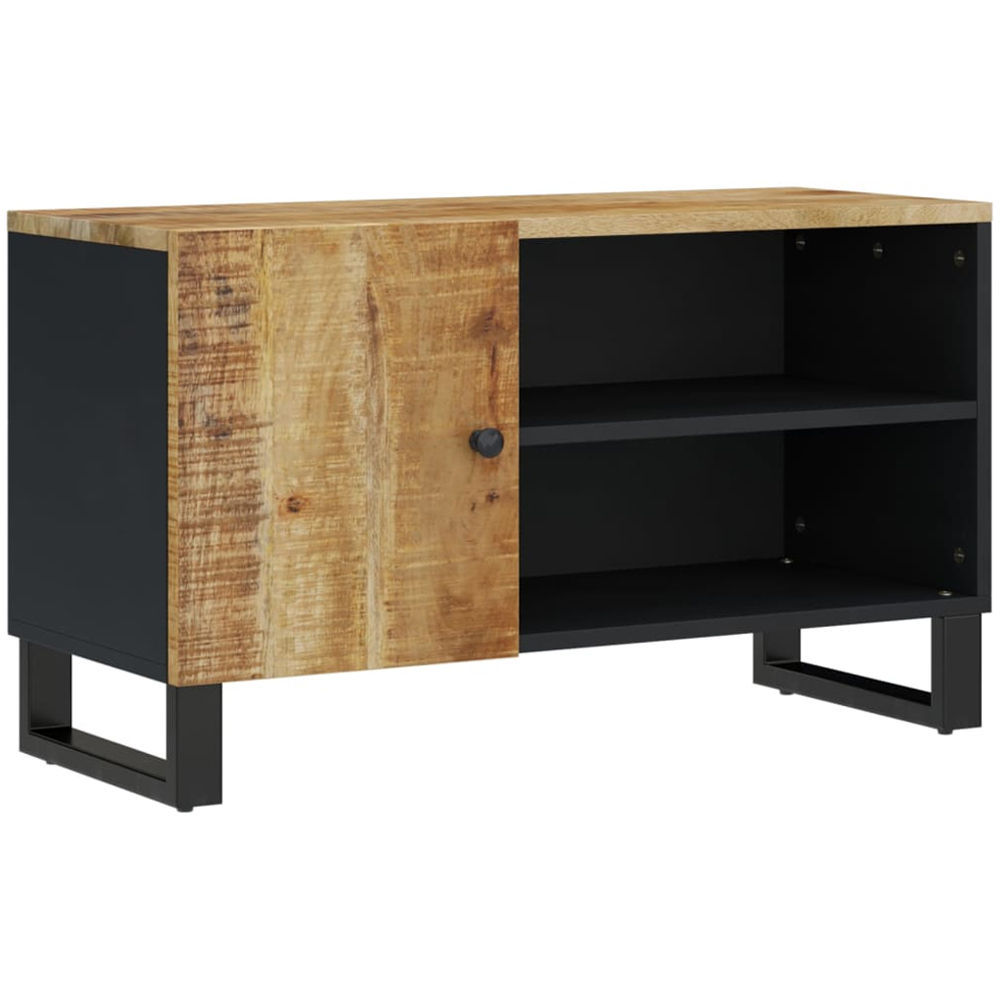 vidaXL Single Door 2 Shelf Light Brown Solid Mango Wood TV Cabinet Image 2