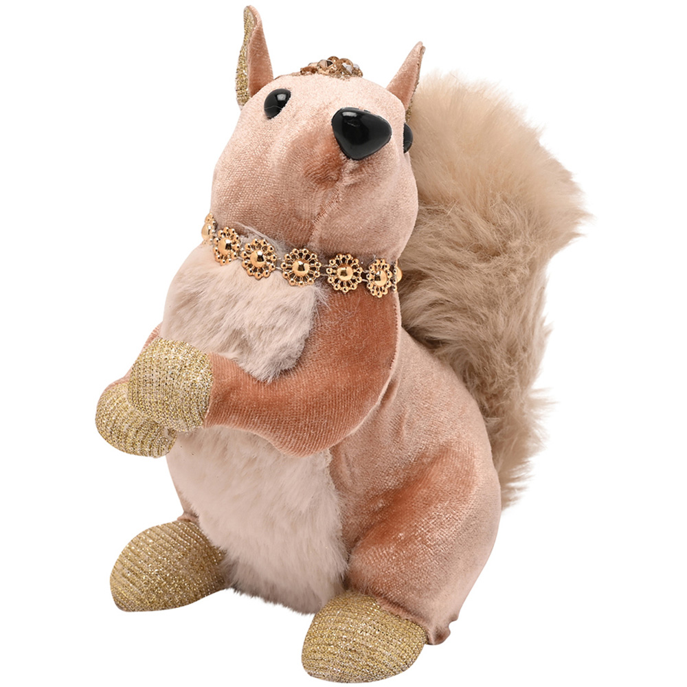 The Seasonal Gift Co Taupe and Gold Squirrel Christmas Decoration 15cm Image 2