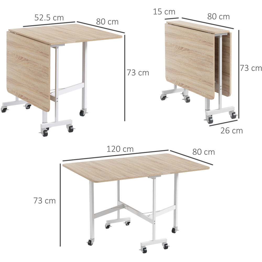HOMCOM 6 Seater Oak Drop Leaf Dining Table Image 9