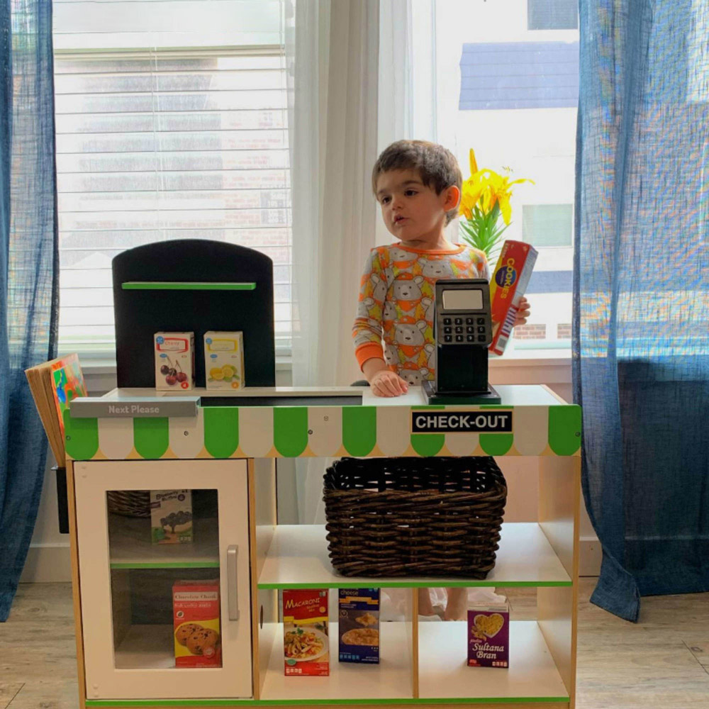 Teamson Kids Cashier Austin Green Wooden Play Market Stand Image 6