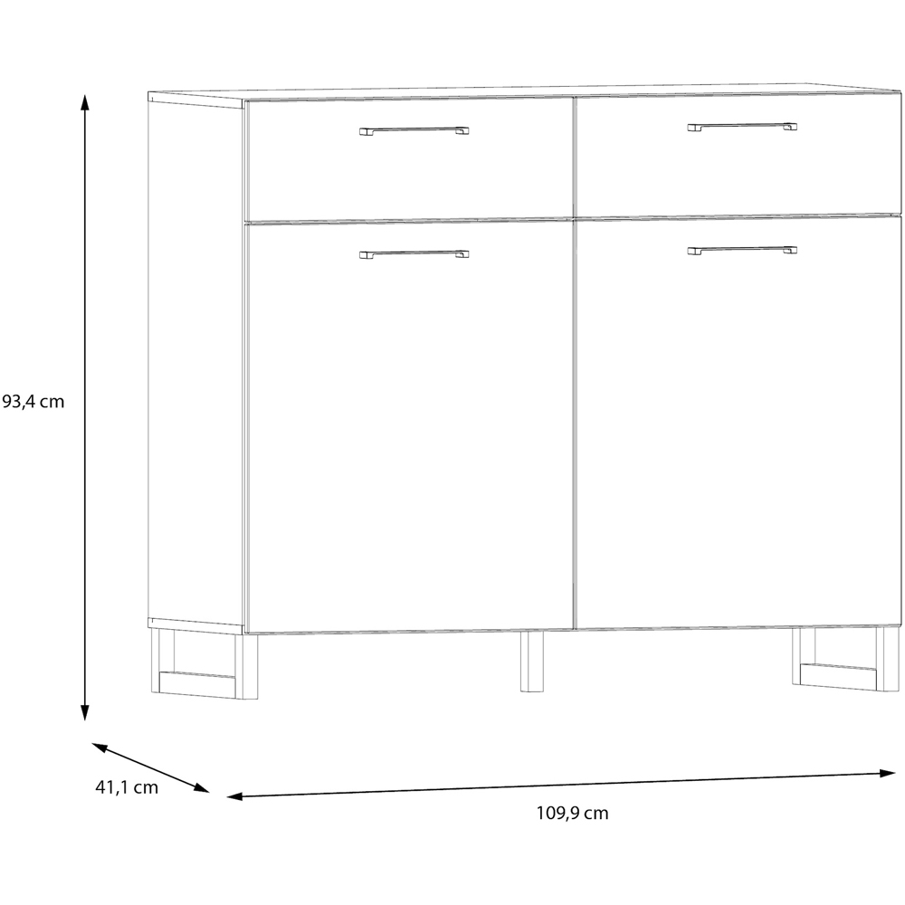 Florence Sali 2 Door 2 Drawer Light Grey Sideboard Image 8