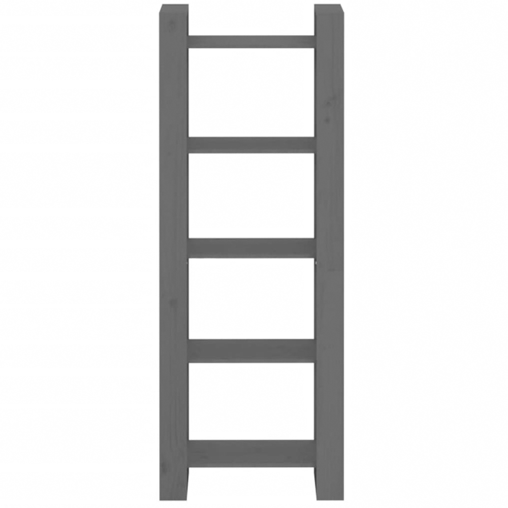 vidaXL 5 Shelf Grey Solid Wood Bookcase Image 3