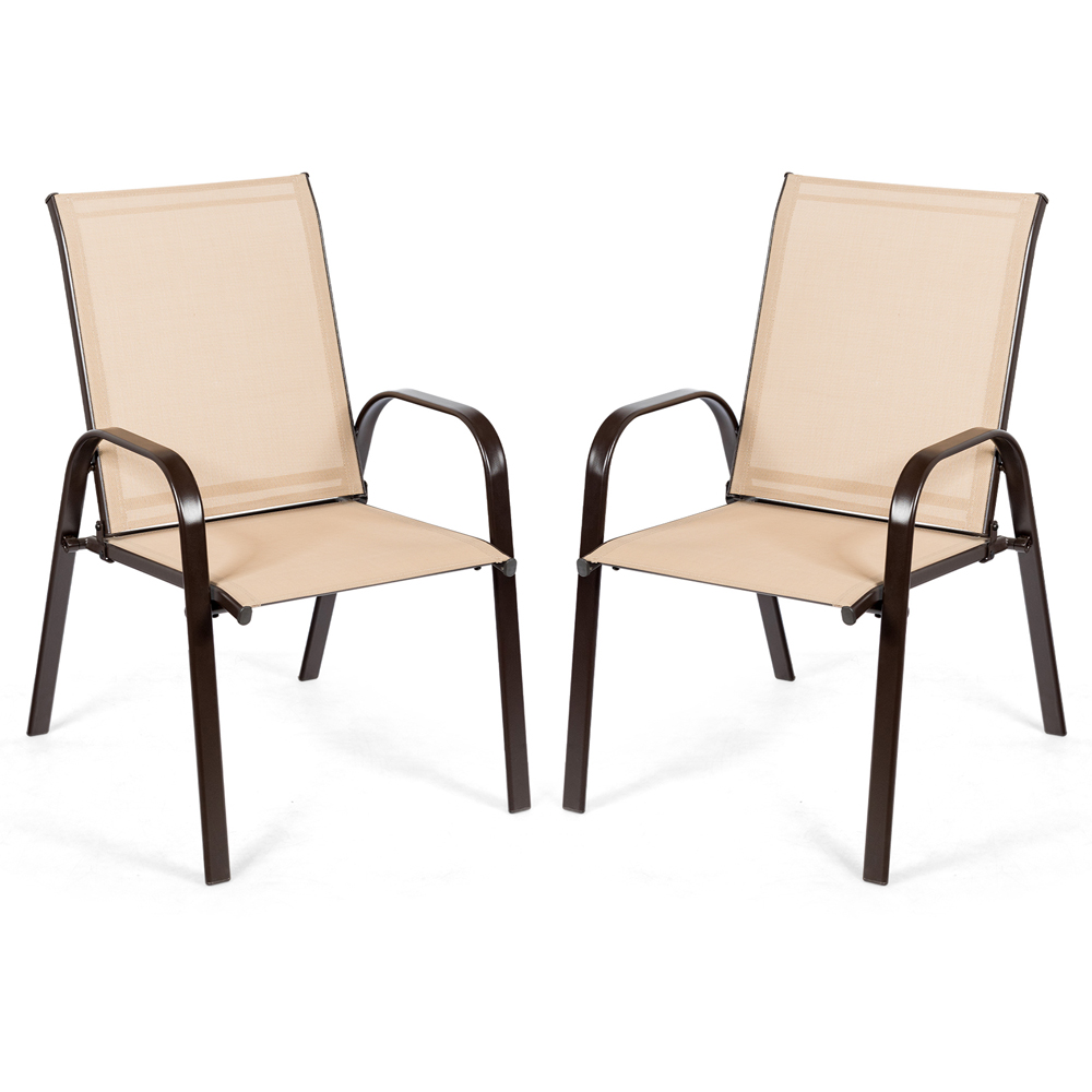 Costway Set of 2 Coffee Garden Camping Chair Image 2