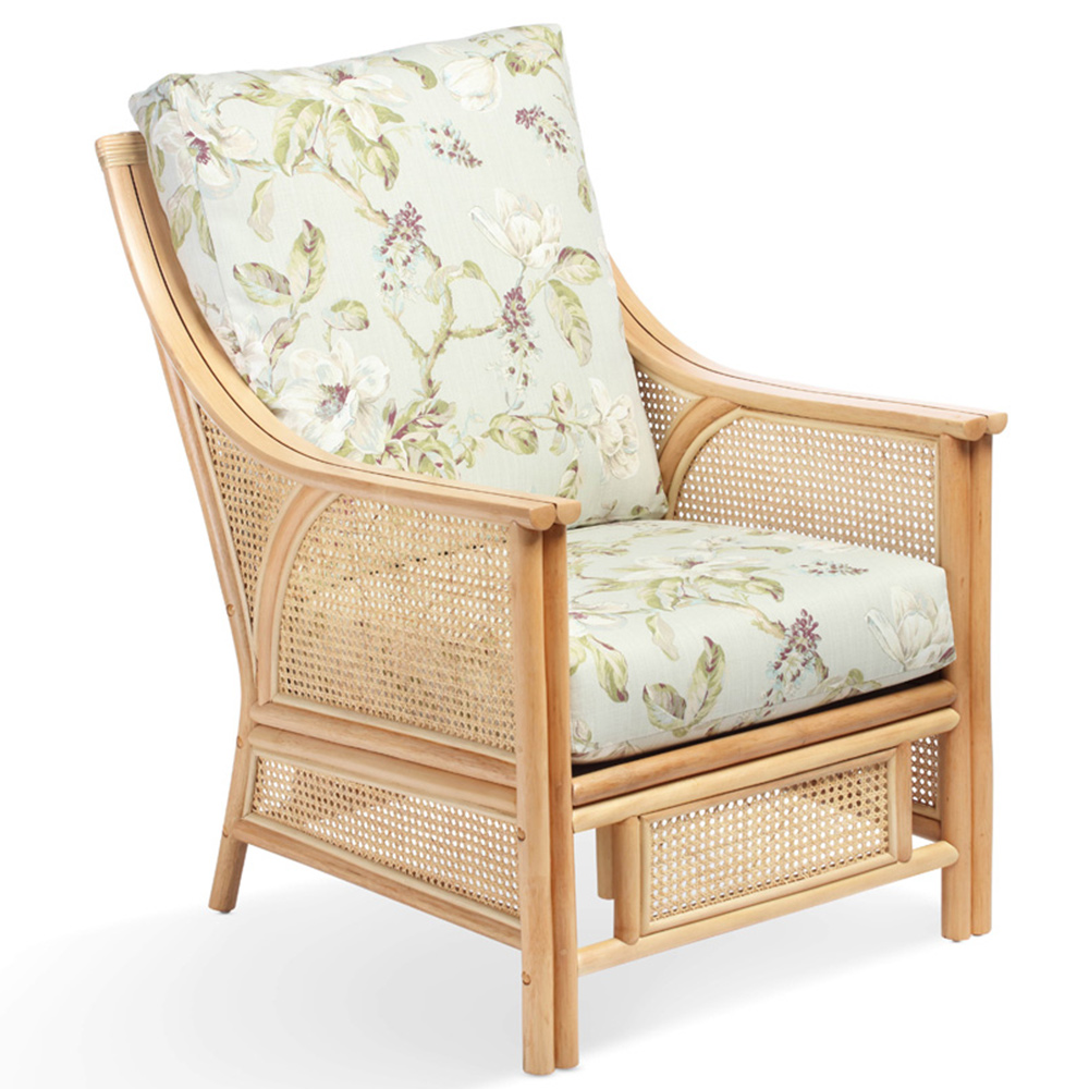 Desser Chester Natural Rattan Floral Fabric Armchair Image 2