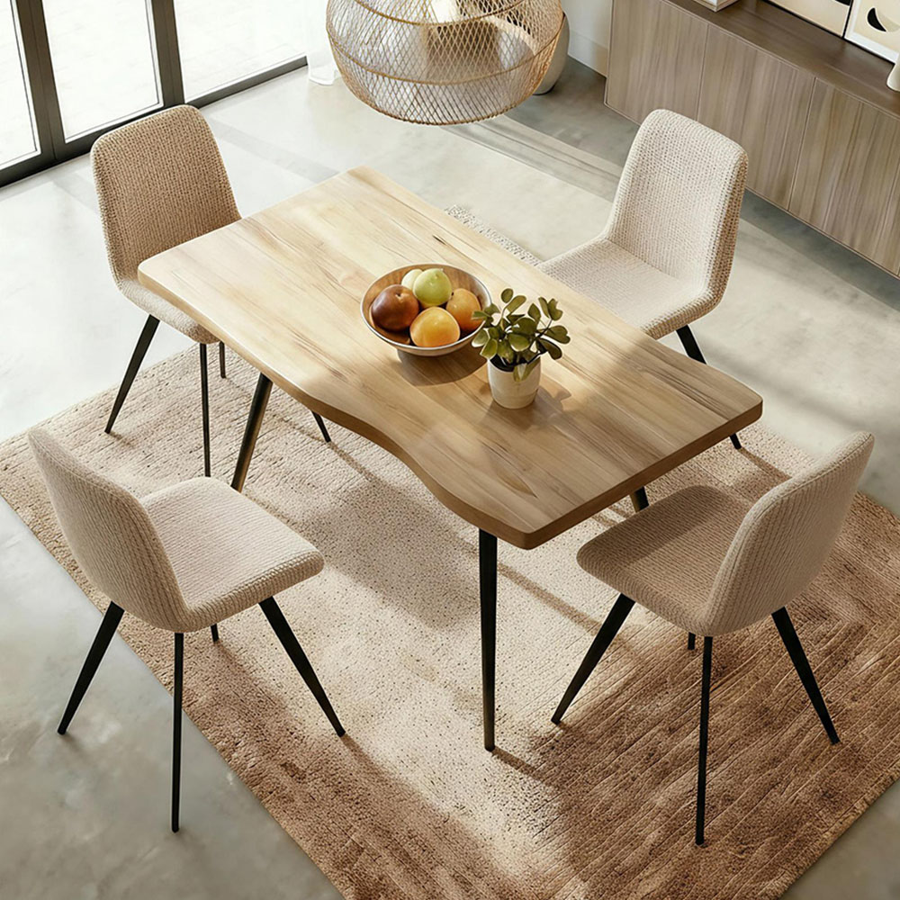 Home Source Avara and Ashford 4 Seater Rectangular Dining Set Oak Woodgrain Effect and Beige Image 1