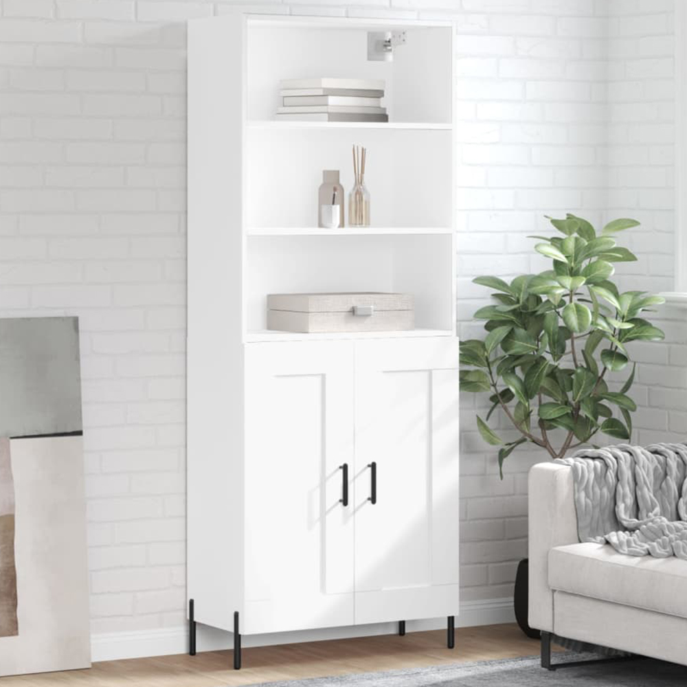 vidaXL 2 Door 3 Shelf White Highboard Image 1