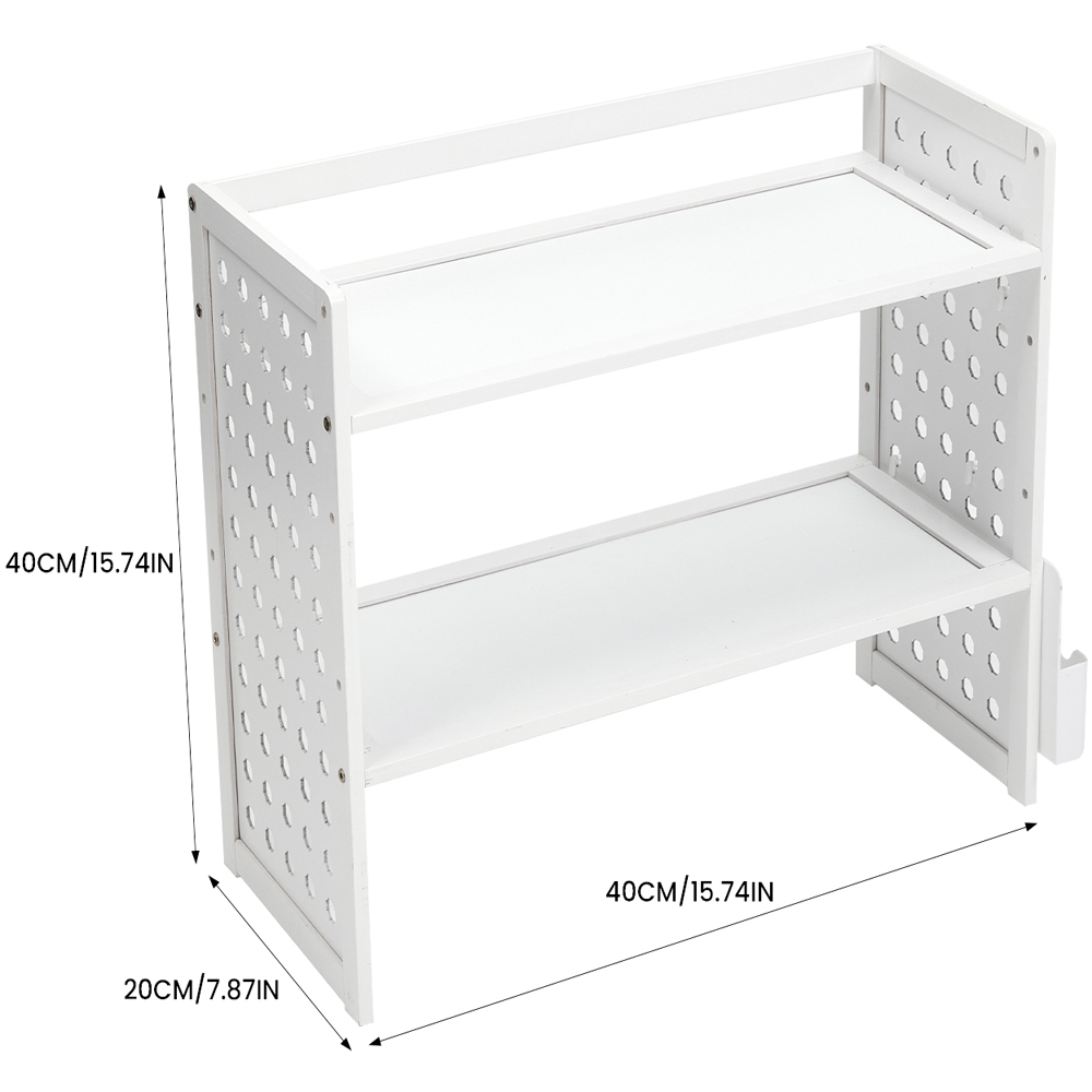 Living and Home 2 Shelf White Bamboo Desktop Storage Rack Image 8