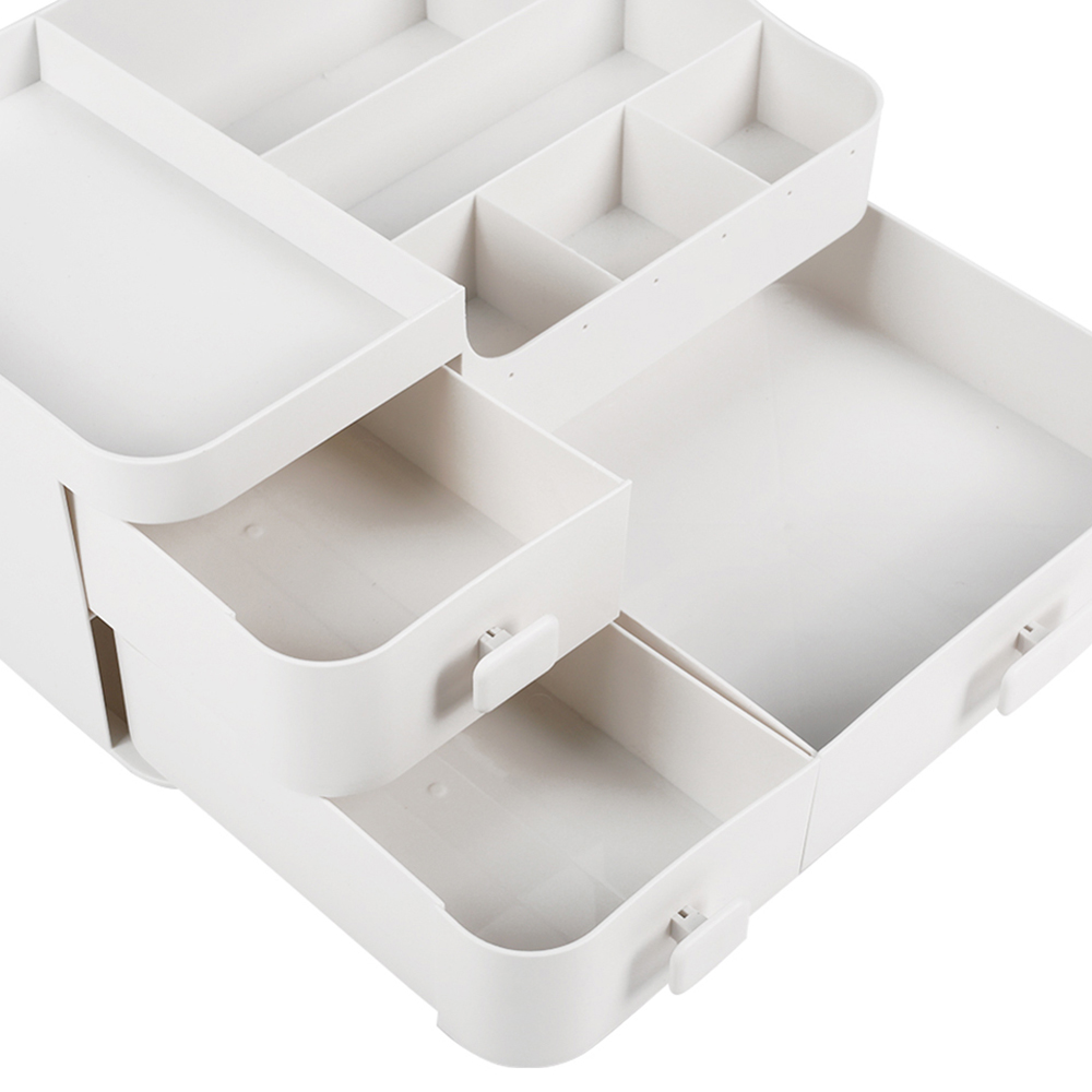 Living and Home 3 Drawer White Plastic Makeup Drawer Organizer Image 4