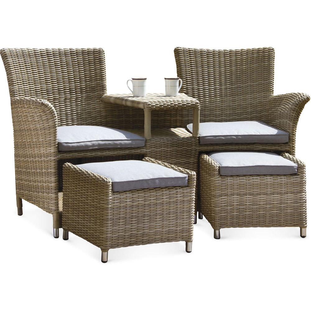 Royalcraft Wentworth 2 Seater Rattan Companion Seat with Footstools Image 2