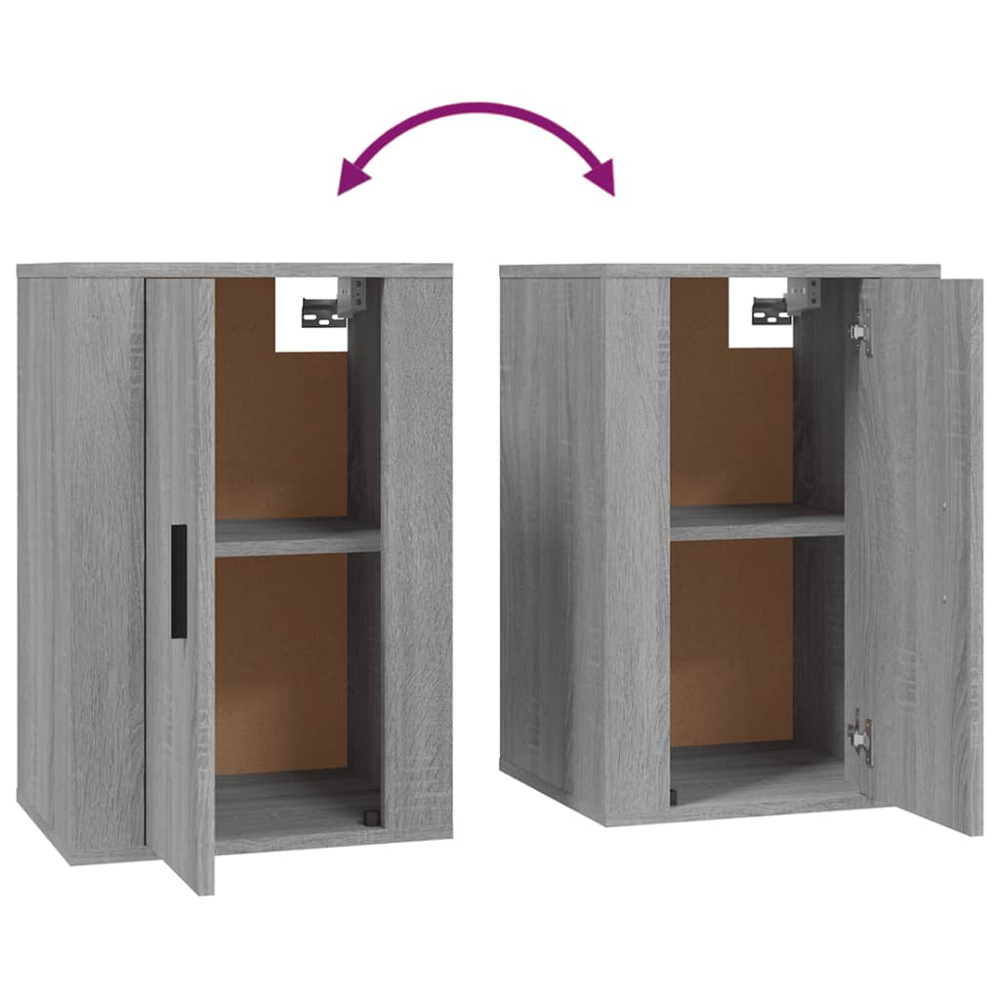 vidaXL Single Drawer Grey Sonoma Wall Mounted TV Cabinet Set of 2 Image 9