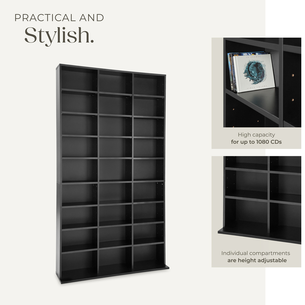 tectake Christel 27 Shelf Black CD Shelf Image 6