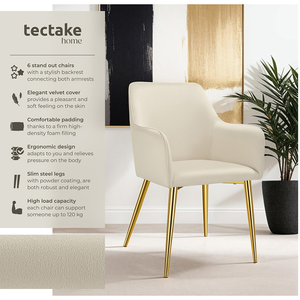 tectake Avane Set of 6 Velvet Dining Chair Image 6