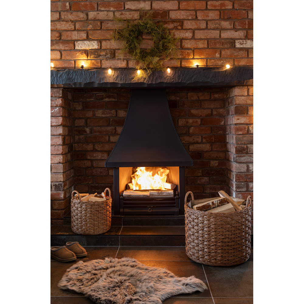 Ivyline Natural Woven Rattan Round Log Basket with Handles 50cm Image 4