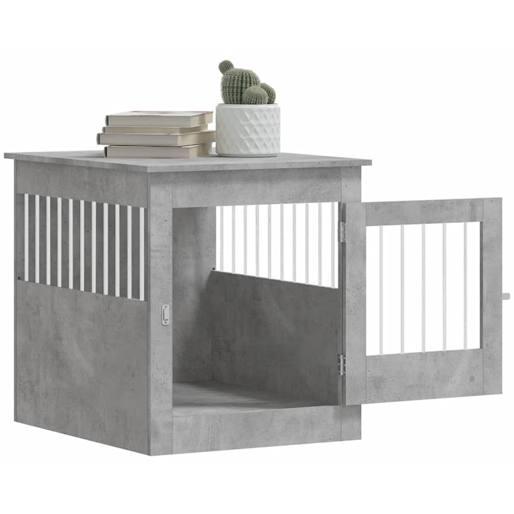 vidaXL Concrete Grey Processed Wood Dog Crate Furniture 64.5 x 80 x 71cm Image 4