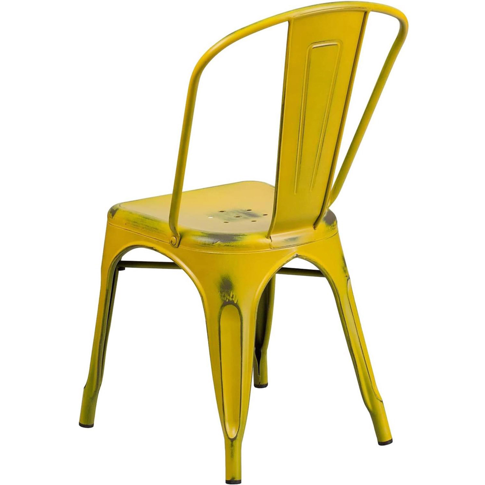 FWStyle Set of 4 Yellow Assembled Steel Chairs Image 4